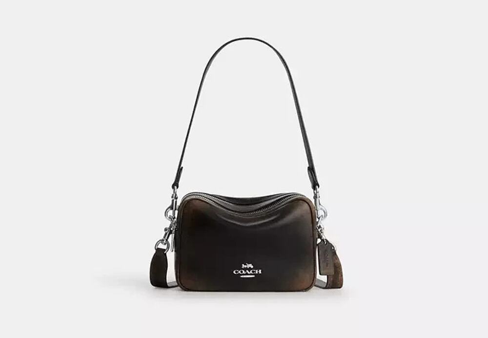 NWT B11-002 Coach Mini Carey Crossbody Bag In Loved Leather Black Brown CEQ76